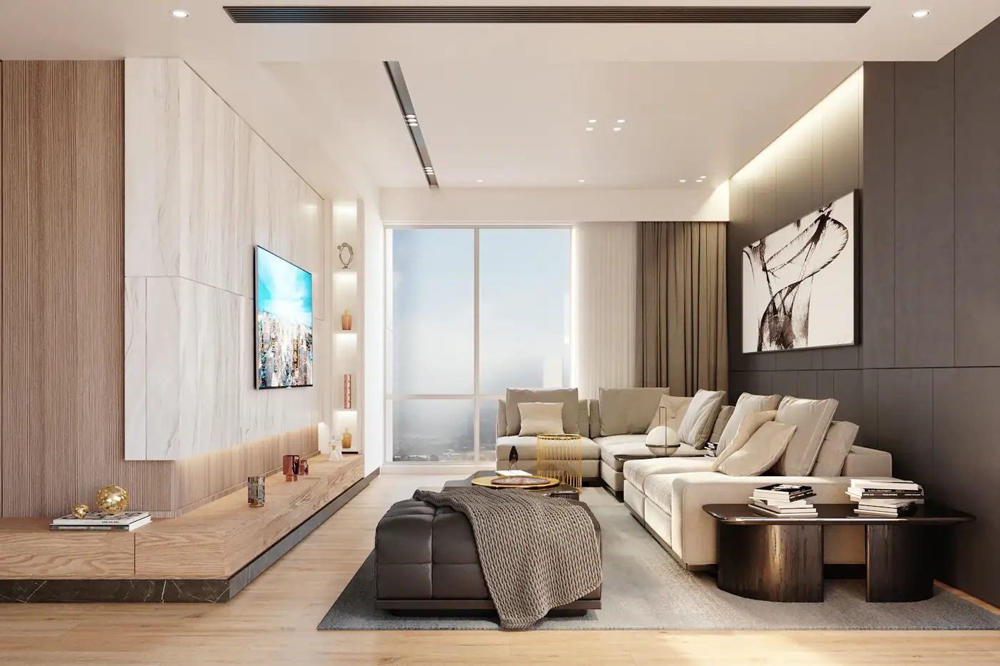 Residents lounge with a view of the city
